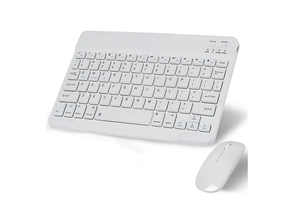 KINSI Bluetooth Tastatur Maus Set,ultraflach & geräuscharm,kabellos Tastatur- und Maus-Set, (Enthält Tastatur und Maus), 10 Zoll, für PC & Tablet