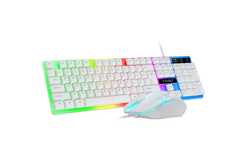 KINSI Kabelgebundene Tastatur und Maus Set mit schwebenden Tasten Tastatur- und Maus-Set, kühler RGB-Hintergrundbeleuchtung