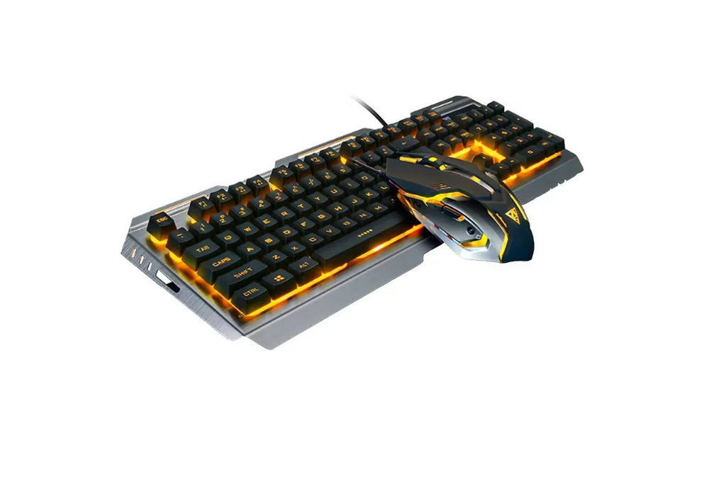 KINSI Kabelgebundenes Tastatur-Maus-Set, USB, mechanische Haptik,PC & Laptop Tastatur- und Maus-Set, Inklusive Maus, 1000–3200 DPI