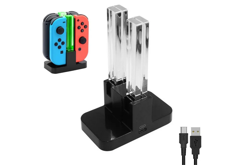 KINSI Ladestation für Switch/oled,LED Docking-Station,Controller-Ladestation Zubehör Nintendo (Gleichzeitiges Aufladen von 4 Switch-Controllern)