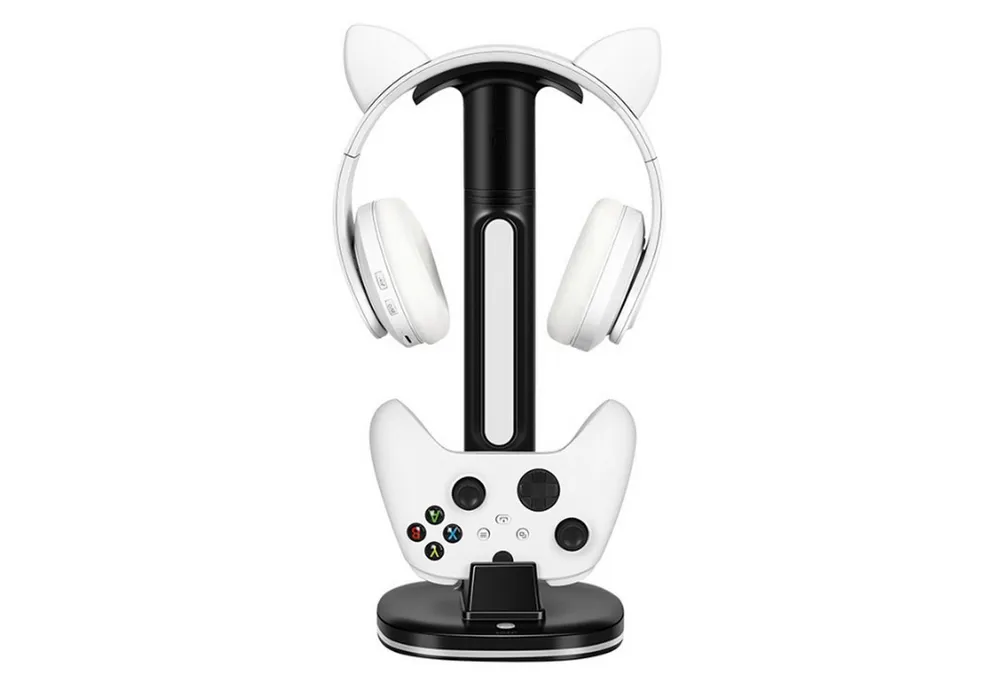 KINSI Ladestation für Xbox Controller & Headset mit RGB-Beleuchtung Zubehor für Xbox Contoller (Abnehmbarer Halter für Xbox,Kabelloses Laden & Aufbewahrungsständer)