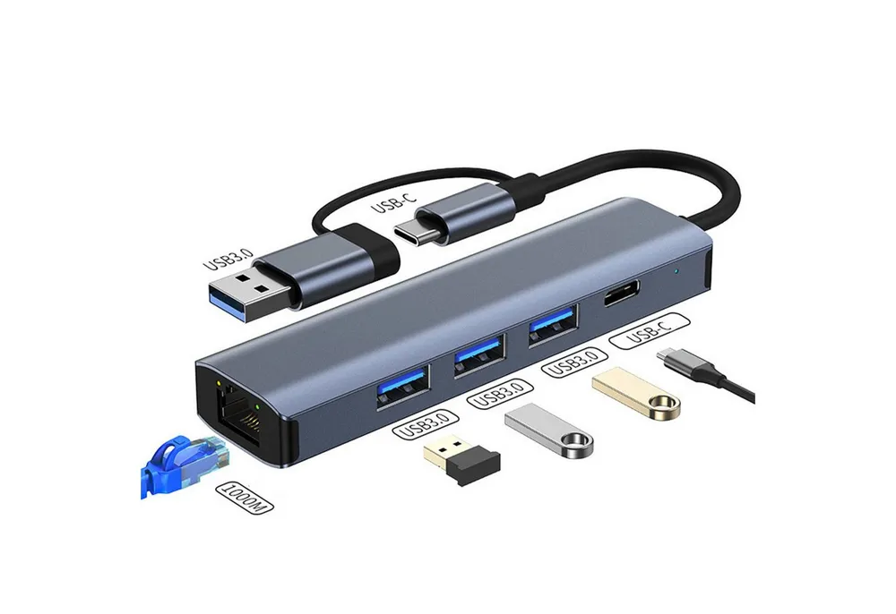 KINSI Laptop-Dockingstation USB-C Gigabit Ethernet Adapter,1000 Mbit/s RJ45 Netzwerkkarte, 1000 Mbps Netzwerkadapter RJ45 für MacBook,PC,Nintendo Switch,Tablet