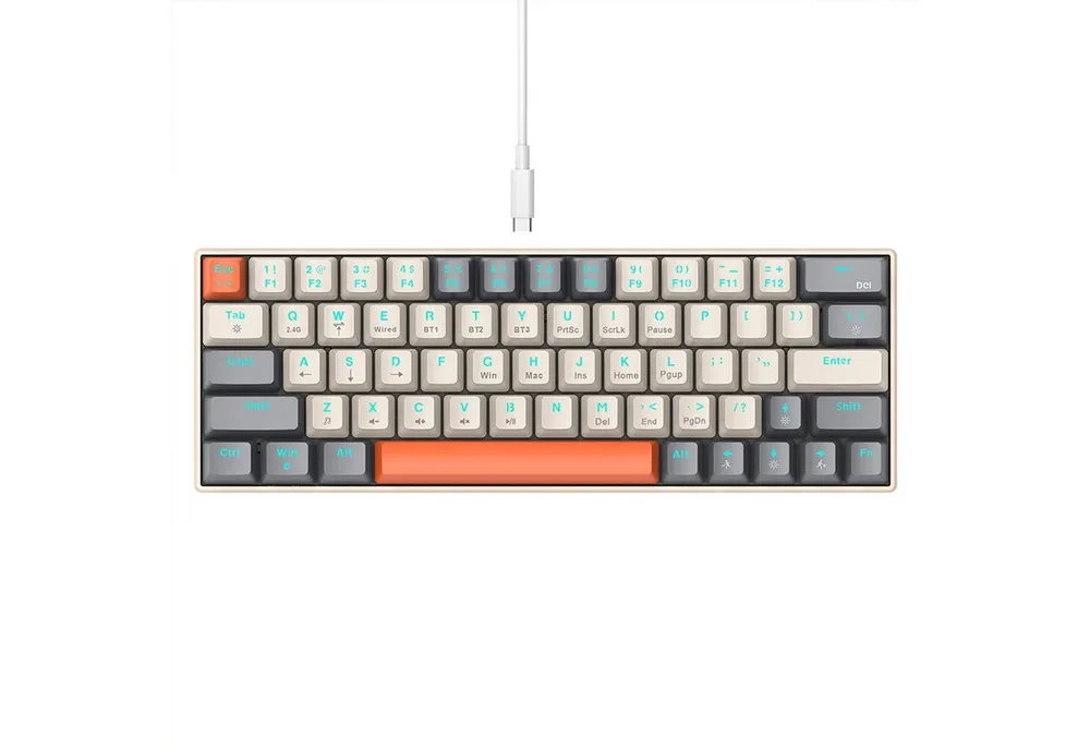 KINSI Mechanische Tastatur,Kabellose/Kabelgebundene Tastatur,Bluetooth Gaming-Tastatur (RGB-Beleuchtung)