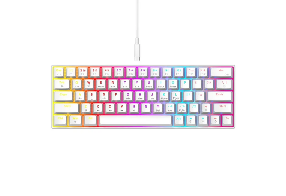 KINSI Mechanische Tastatur,Kabellose/Kabelgebundene Tastatur,Bluetooth Gaming-Tastatur (RGB-Beleuchtung)