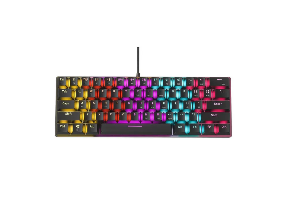 KINSI Mini-Tastatur,Mechanische Tastaturen,61 Tasten,12 Lichteffekte ergonomische Tastatur