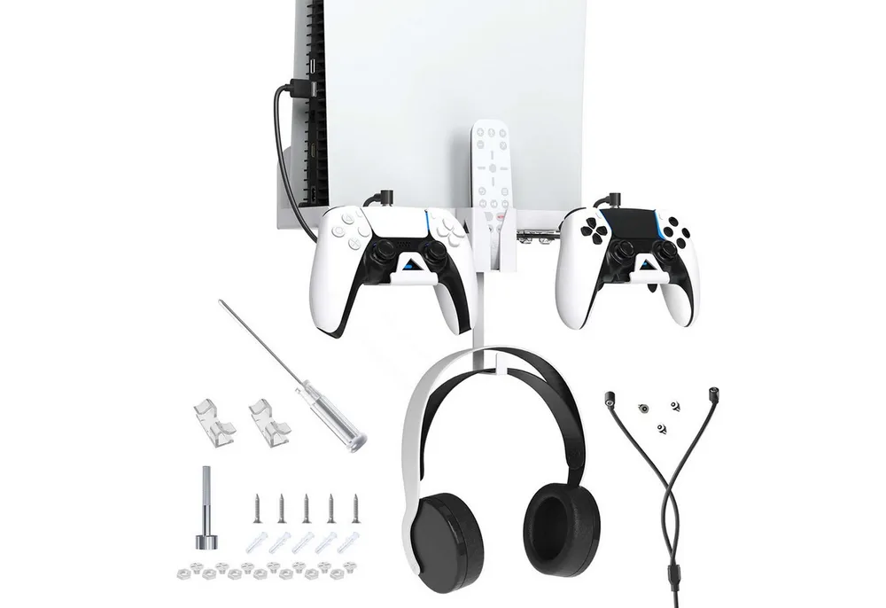 KINSI PS5 Wandhalterung, Controller Halterung, Konsole Wand Mount Set PlayStation 5-Controller (Wandhalterung für die optische/digitale Version der PS5-Konsole)