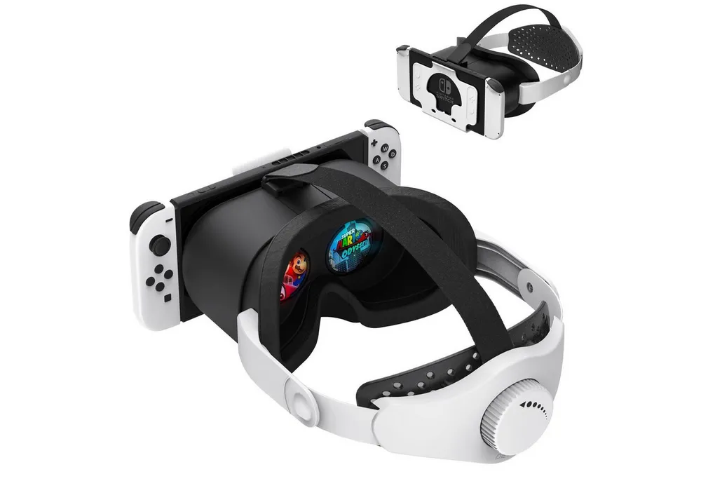 KINSI VR Kopfgurt Zubehör für Switch OLED, verstellbar, 3D Hochauflösung Virtual-Reality-Helm (Verstellbare Gläser, verstellbares Kopfband)