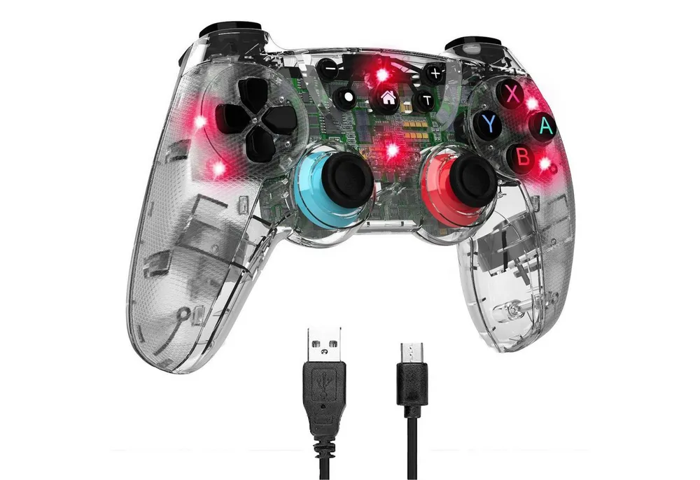 KINSI Wireless Controller für Switch - Bluetooth Gamepad mit Vibration Gaming-Controller (Gyro-Sensor & 7-Farben LED,Kompatibel mit Switch)