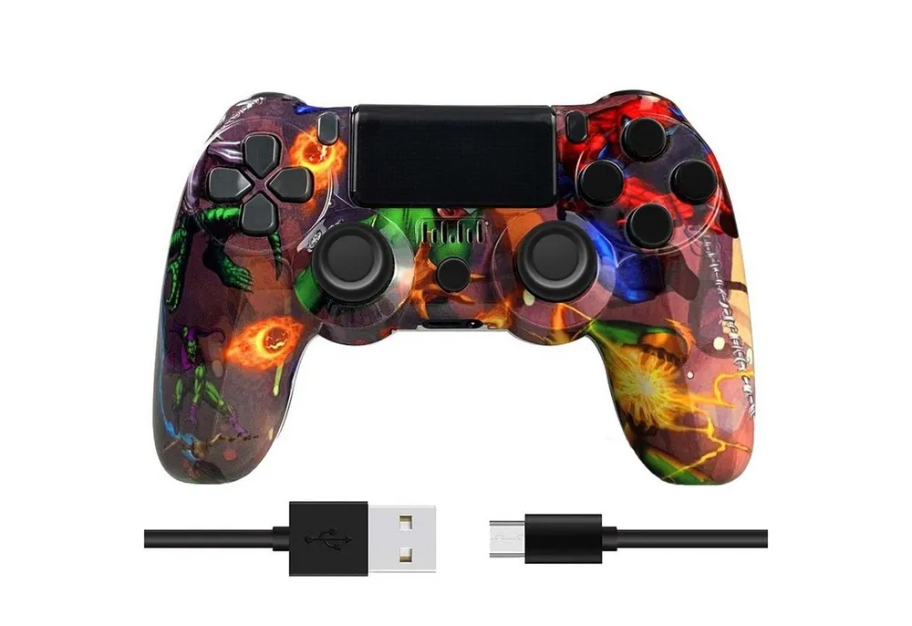 KINSI Wireless Gamepad, Controller, Bluetooth, für PS4 PlayStation 4-Controller (Doppelte Vibration, wiederaufladbare Batterie)