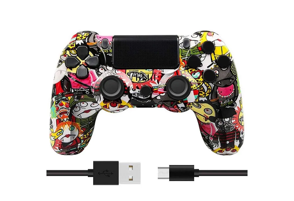 KINSI Wireless Gamepad, Controller, Bluetooth, für PS4 PlayStation 4-Controller (Doppelte Vibration, wiederaufladbare Batterie)