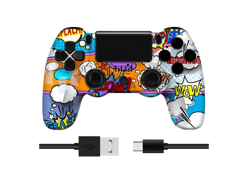 KINSI Wireless Gamepad, Controller, Bluetooth, für PS4 PlayStation 4-Controller (Doppelte Vibration, wiederaufladbare Batterie)