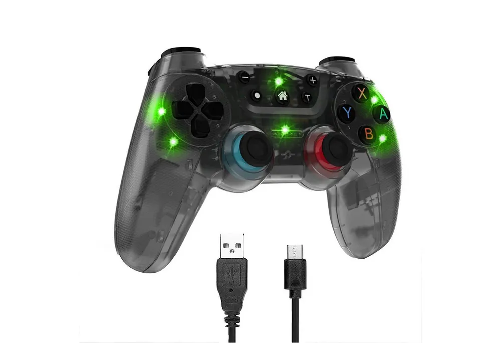 KINSI Wireless Gamepad für Switch - Bluetooth Controller mit 7-Farben LED Gaming-Controller (Vibrationsfeedback & 10m Reichweite)