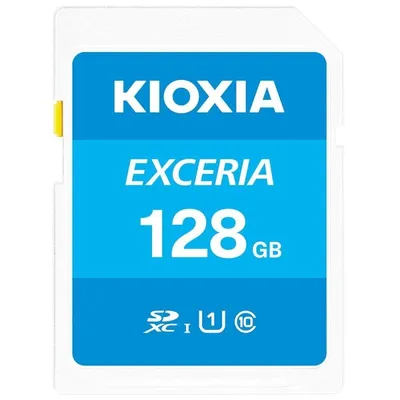 Kioxia Holdings Corporation Kioxia Exceria 128 GB SD-Karte Zuverlässige und schnelle Datenspeicherung und -übertragung. 100 Mbit/s Lesegeschwindigkeit und 90 Mbit/s Schreibgeschwindigkeit. Beständig gegen extreme Bedingungen. Kompatibel mit allen