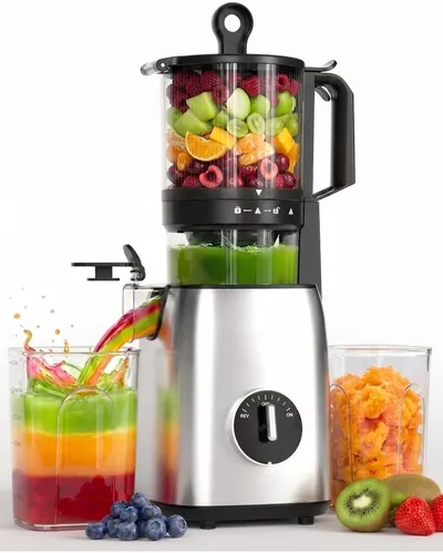 Kismile Entsafter Slow Juicer mit 135mm extra großem Einfüllschacht, 300 W, Leicht zu reinigen, Entsafter für ganzes Obst und Gemüse