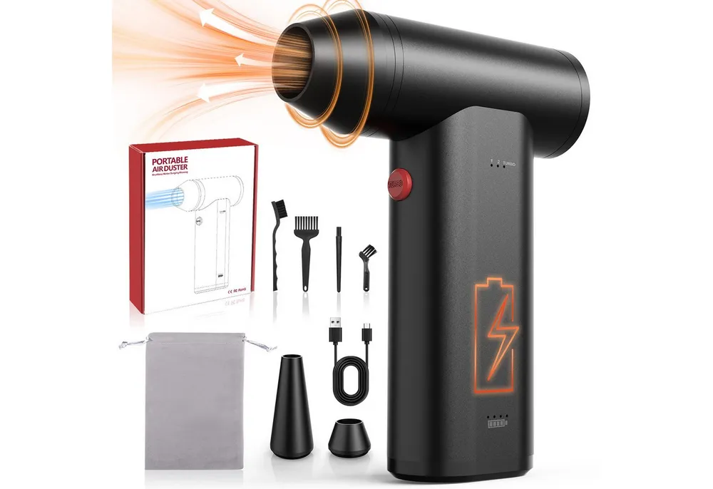 Kitcanis Akku-Handstaubsauger Elektrische Staubgebläse, 160 W, beutellos, 150000 U/min Turbo 3-Gang, Super Power Cordless Compressed Air Duster