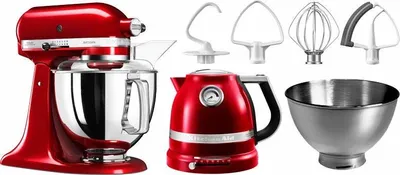 KitchenAid Küchenmaschine 5KSM175PSECA LIEBESAPFEL-ROT, 300 W, 4,8 l Schüssel, Gratis Wasserkocher, 2. Schüssel, Flexirührer (Wert ca. 347,-UVP)