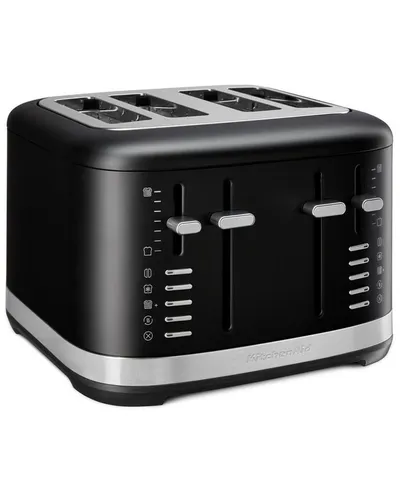 KitchenAid Toaster 5KMT4109EBM, 4 kurze Schlitze, für Zum Toasten verschiedenster Formen und Größen von Brot, einschließlich hausgemachtem Brot, 1960 W, 7-stufiger Bräunungsgradregler, 4 Funktionen, Beleuchtete Schlitze