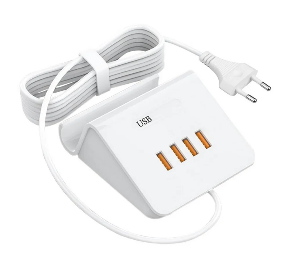 Kityhome 4-USB-C Ladestation mit Handy-Ständer, weiß – Schnelllade-Hub USB-Ladegerät (Hochwertige, Universell kompatibel, Integrierter Phone-/Tablet-Ständer)