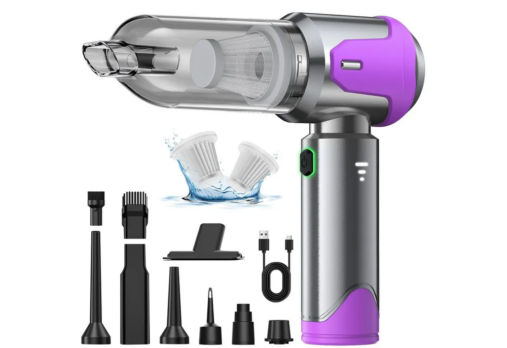 Kityhome Akku-Handstaubsauger kabellos 20000Pa,Tragbarer 4-in-1 Akku-Staubsauger 6000mAh,Typ-C, 100 W, beutellos, Mini Auto- und Haushaltsstaubsauger,für Wohnmobil Camping Treppen Sofa