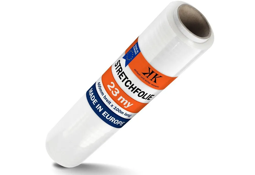 KK Verpackungen Schutzfolie, (1-St), 1 Rolle Stretchfolie Palettenfolie Wickelfolie 23my 400mm Transparent