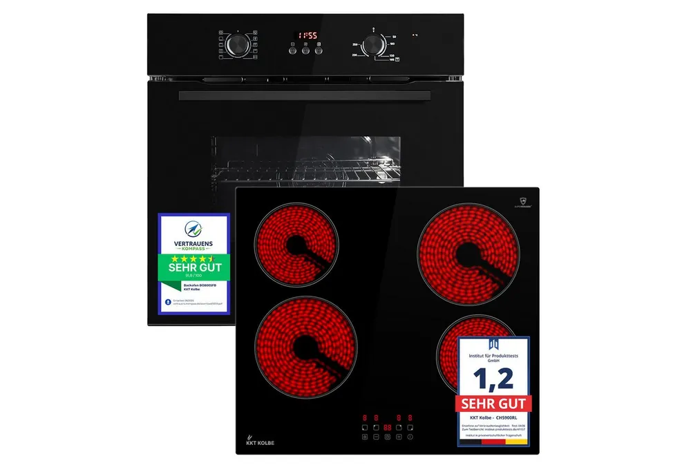 KKT KOLBE Backofen-Set Backofen und Kochfeld SET8005FBCH5900RL, Herdset / Heißluft / Einbauherd / Einbaubackofen / Dualzone