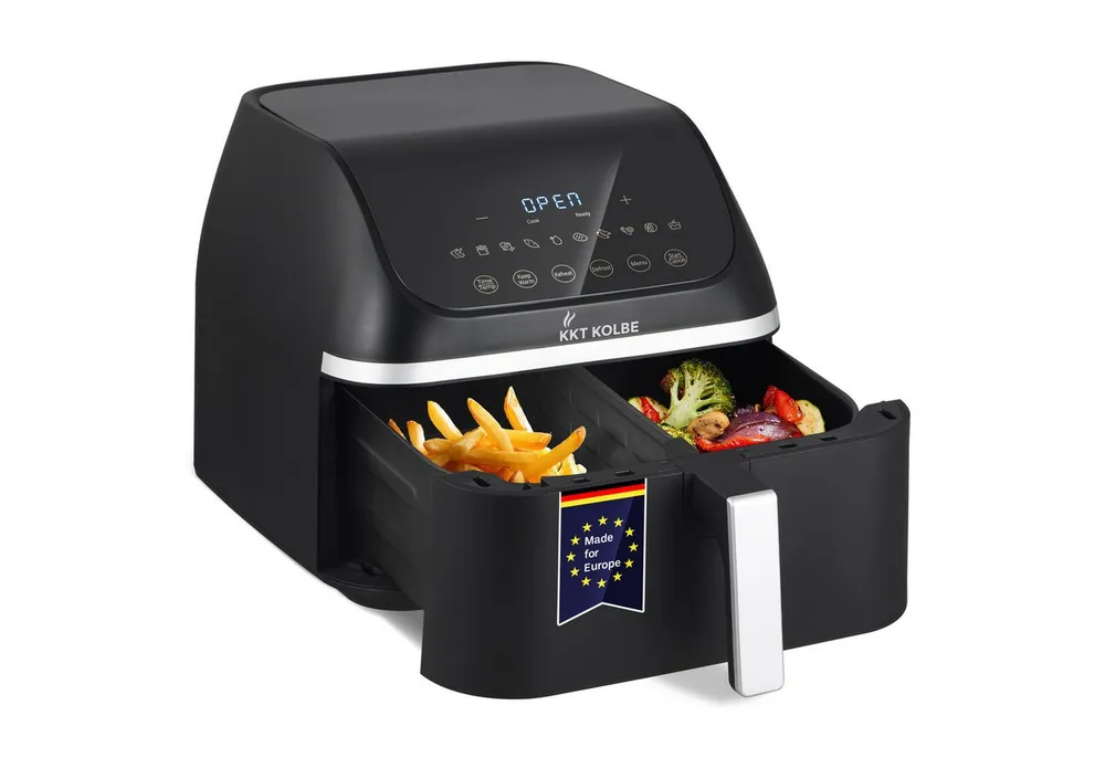 KKT KOLBE Heißluftfritteuse Airfryer AF8500 8,5 L Einzelkammer mit Trennwand, 10 Programme, Heißluft, Warmhalten, Aufwärmen, Auftauen, LED Touch, 2260 W, 8,5 L Einzelkammer mit Trennwand, 13 Funktionen, LED Touch Bedienung