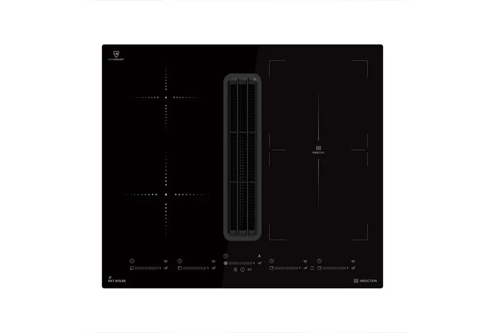 KKT KOLBE Induktions-Kochfeld IND600DRAFT, 60cm Kochfeld mit Dunstabzug Kochmulde Kochplatte Downdraft 4 Zonen