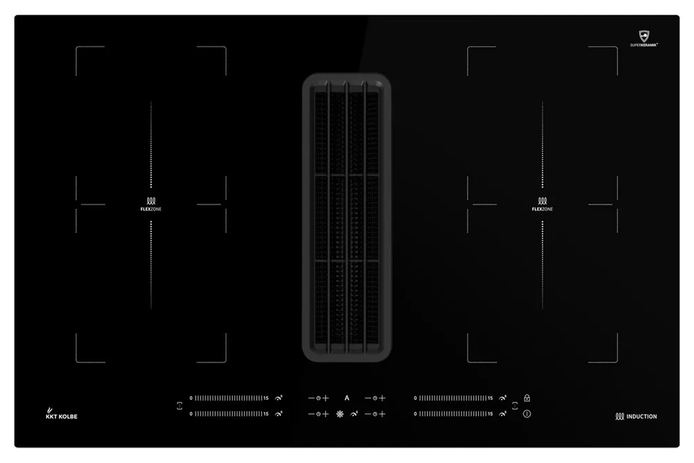 KKT KOLBE Induktions-Kochfeld IND800DRAFT, 80cm Kochfeld mit Dunstabzug Kochmulde Kochplatte Downdraft 4 Zonen
