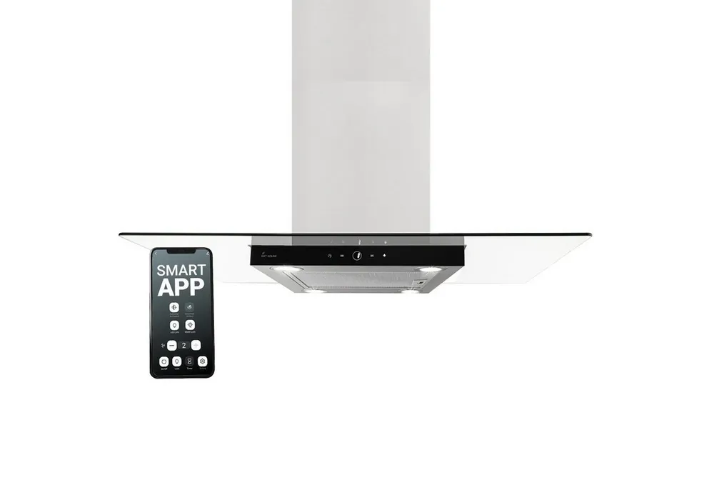KKT KOLBE Inselhaube Dunstabzugshaube 90 cm MULTI-INSEL-HC Dunstabzugshaube 90 cm MULTI-INSEL-HC, Inselhaube / Abzugshaube / Smarte WiFi-App / Edelstahl / Glas