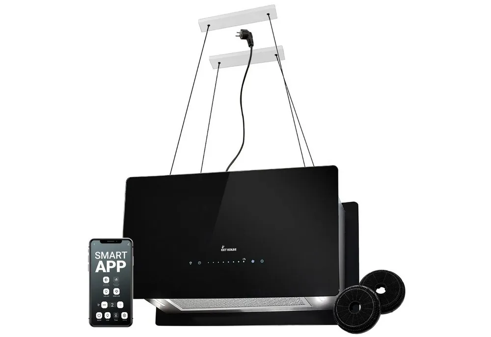 KKT KOLBE Inselhaube Dunstabzugshaube Inselhaube CUBE60-Serie 60cm Dunstabzugshaube Inselhaube CUBE60-Serie 60cm, Abzugshaube / Inselhaube / Umluft / Schwarz / Glas / Touch LED / WiFi