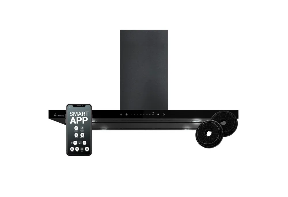 KKT KOLBE Inselhaube Dunstabzugshaube 90cm FLAT-INSEL-6S Dunstabzugshaube 90cm FLAT-INSEL-6S, Abzugshaube / Umluft Inselhaube / Schwarz / Glas / Smart WiFi App