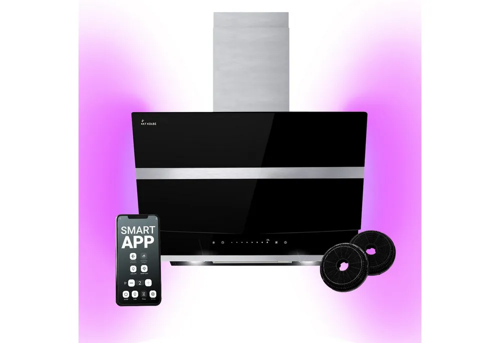 KKT KOLBE Wandhaube Dunstabzugshaube 60cm HERMES6005SM RGBW Ambientebeleuchtung Dunstabzugshaube 60cm HERMES6005SM RGBW Ambientebeleuchtung, Kopffrei / 60cm / Smarte WiFi-App / Edelstahl / Glas / Schräghaube