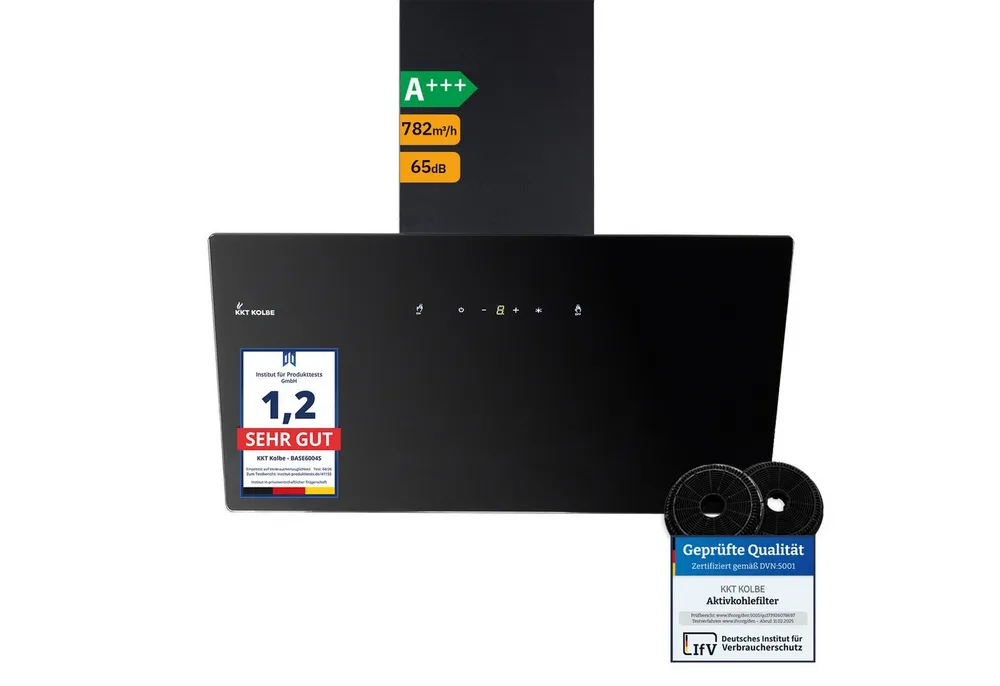 KKT KOLBE Wandhaube Dunstabzugshaube 60cm BASE6004S Dunstabzugshaube 60cm BASE6004S, Abzugshaube / Abluft / 60cm / Umluft / Schwarz / Gestensteuerung / LED