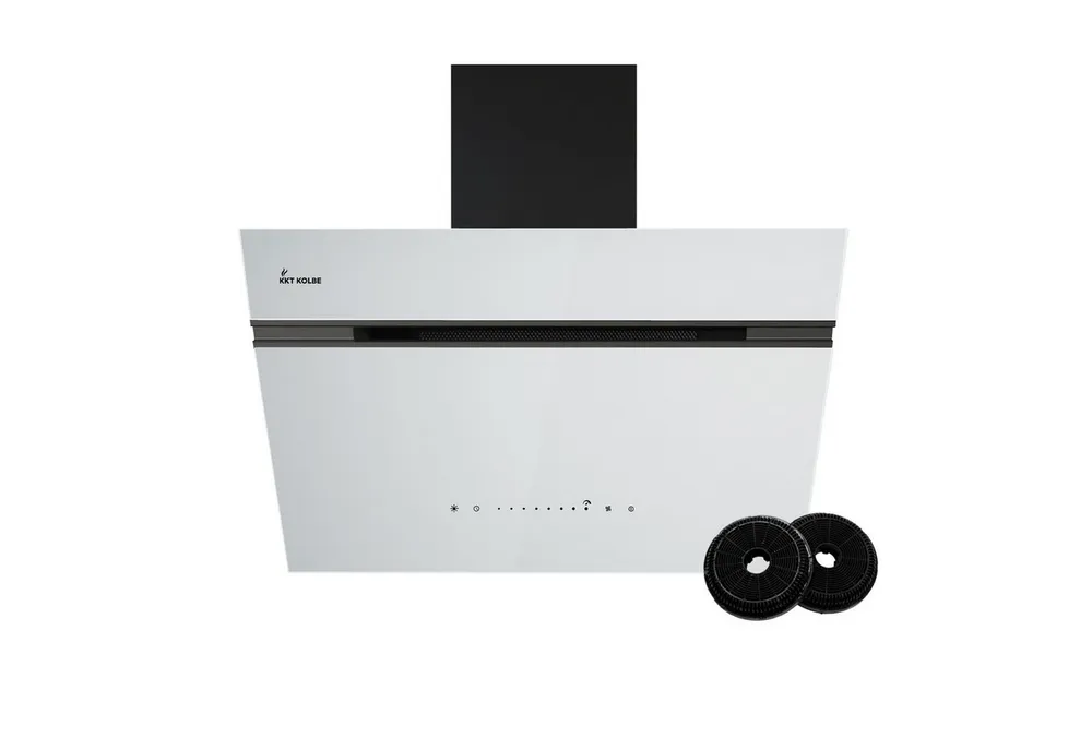 KKT KOLBE Wandhaube Dunstabzugshaube 60cm AURORA6005SW RGBW Ambientebeleuchtung Kopffreihaube / Umluft / Abluft / Smart WiFi-App / Schwarz Weiß / Glas