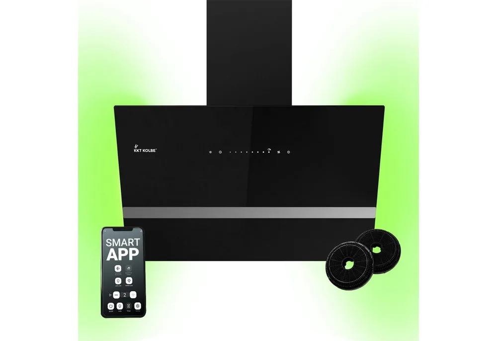 KKT KOLBE Wandhaube Dunstabzugshaube 60cm EASY6005SM RGBW Ambientebeleuchtung Dunstabzugshaube 60cm EASY6005SM RGBW Ambientebeleuchtung, Abzugshaube / Abluft / 60cm / Schwarz / Glas / LED / WiFi-App