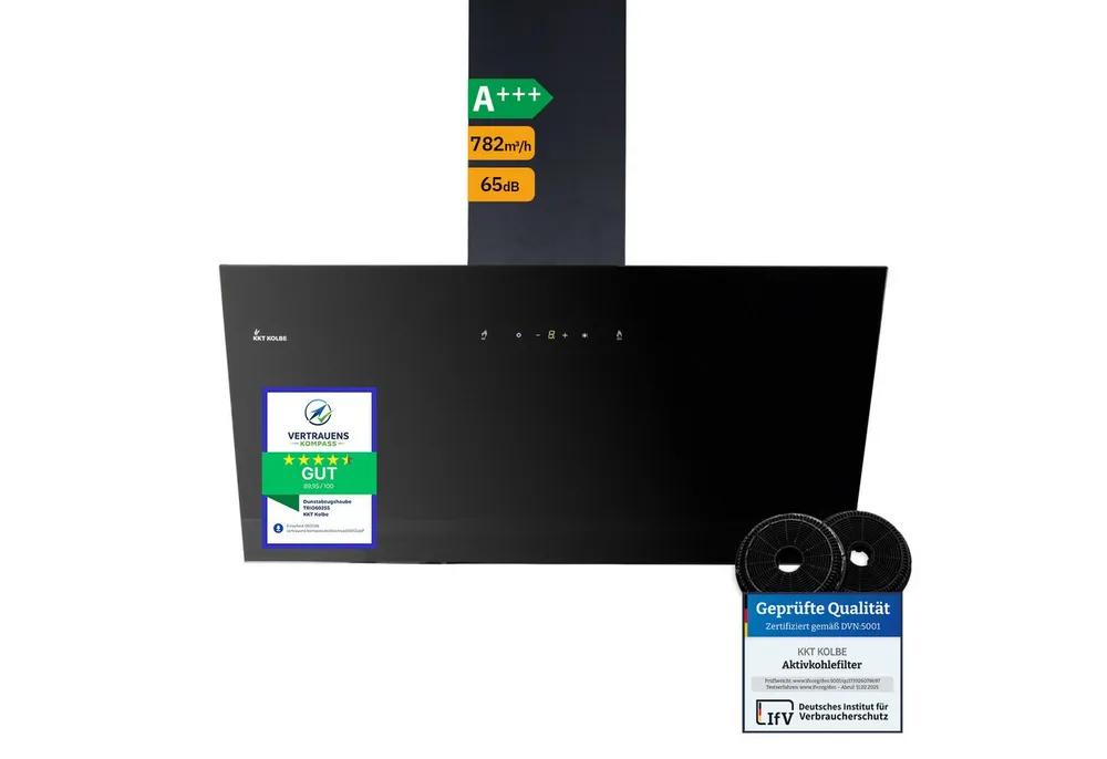 KKT KOLBE Wandhaube Dunstabzugshaube 80cm TRIO8025S Dunstabzugshaube 80cm TRIO8025S, Abzugshaube / Abluft / 80cm / Umluft / Schwarz / Gestensteuerung / LED