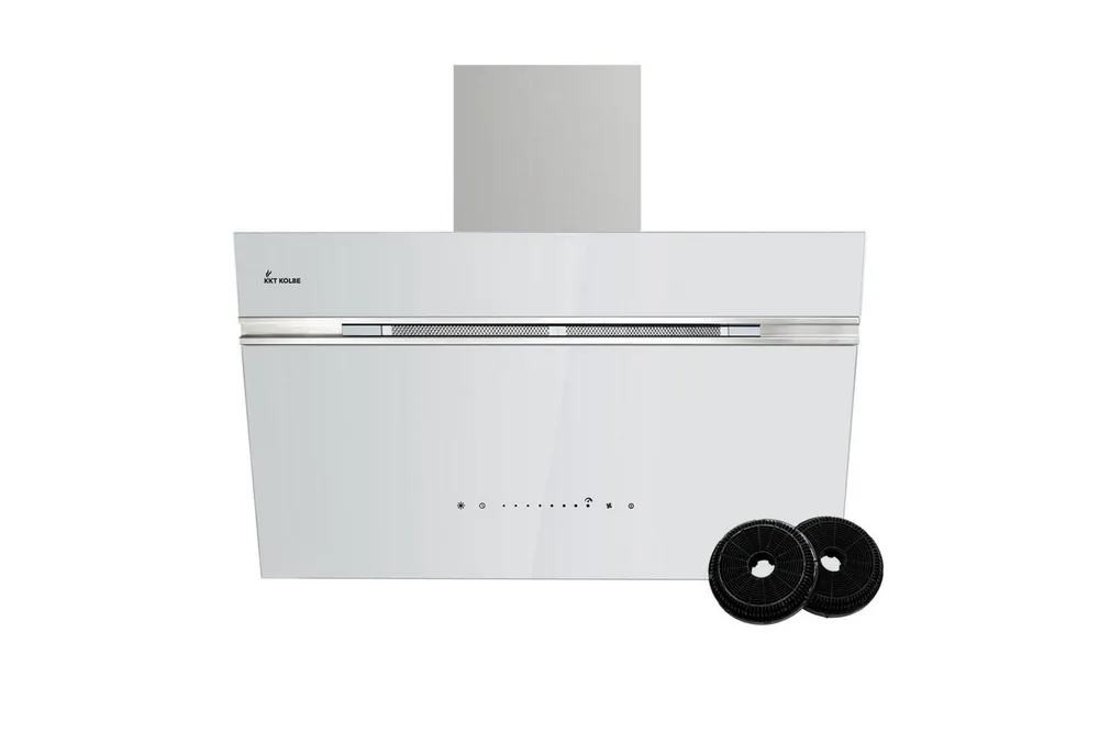 KKT KOLBE Wandhaube Dunstabzugshaube 80cm AURORA8005WED RGBW Ambientebeleuchtung Kopffreihaube / Umluft / Abluft / Smart WiFi-App / Weiß / Glas