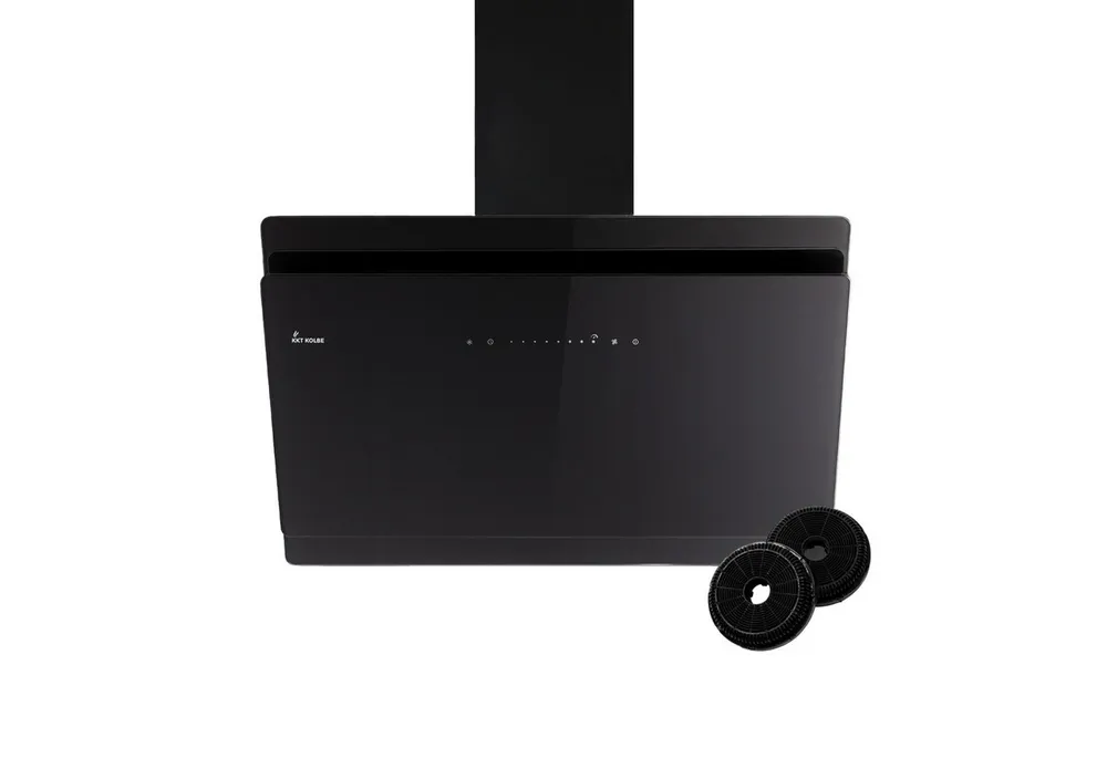KKT KOLBE Wandhaube Dunstabzugshaube 90cm SOLO9005S Dunstabzugshaube 90cm SOLO9005S, Kopffrei / 90cm / Umluft / Abluft / Schwarz / Glas / Schräghaube