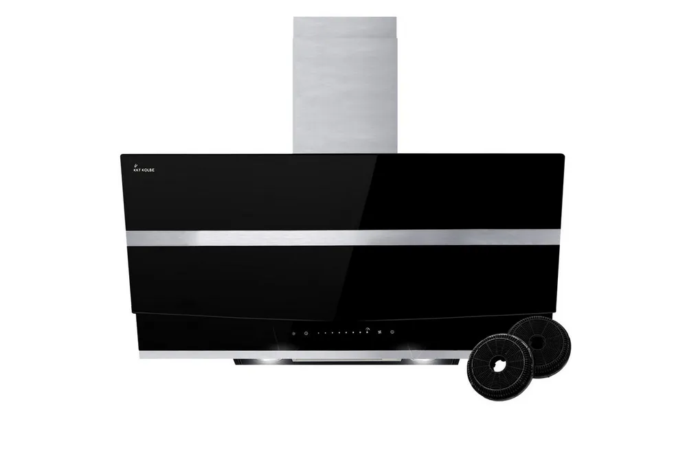 KKT KOLBE Wandhaube Dunstabzugshaube 90cm HERMES9005S Dunstabzugshaube 90cm HERMES9005S, Kopffreihaube / 90cm / Edelstahl / schwarzes Glas / LED / Sensortasten