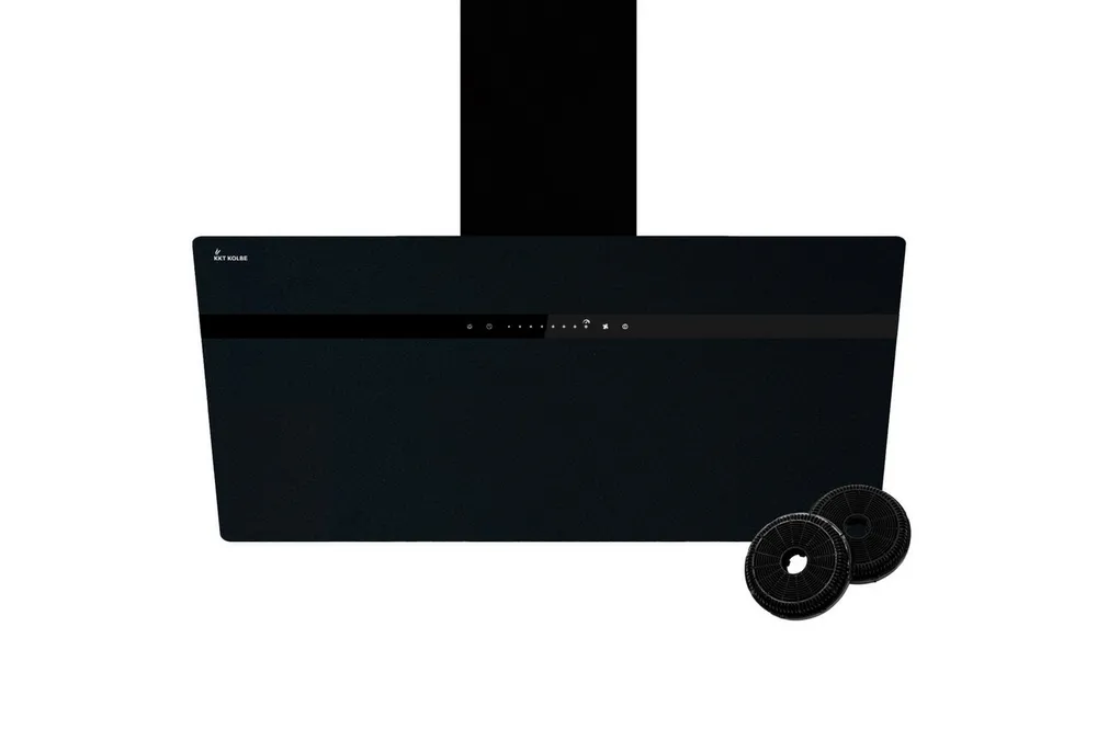 KKT KOLBE Wandhaube Dunstabzugshaube 90cm STYLE9005SMAO RGBW Ambientebeleuchtung Kopffrei / 90cm / Smarte WiFi-App / Schwarz / Glas / Schräghaube