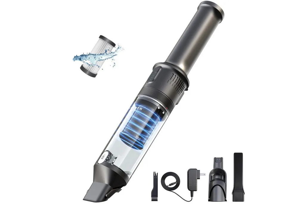 KLAMER Akku-Handstaubsauger 140W, Leistungsstark mit 16.000 PA und 36 min Laufzeit, Kabelloser Ha…, 140 W, beutellos, 2 Stufen, kabellos, wechselbarer HEPA-Filter