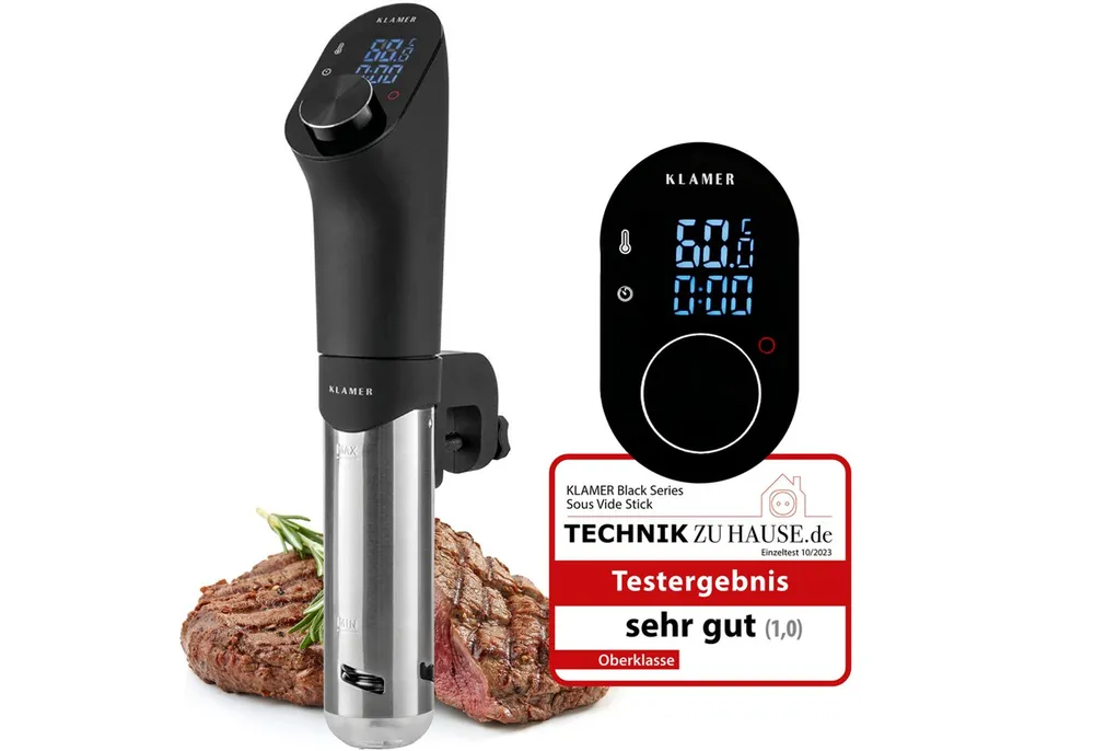 KLAMER Sous-Vide Stick 1200 Watt IPX7 wasserdichter Sous Vide Garer mit 3D Zirkulation und 2…, Perfektes Garen, 20-95°C, gleichmäßiges Erhitzen, max. 1% Abweichung