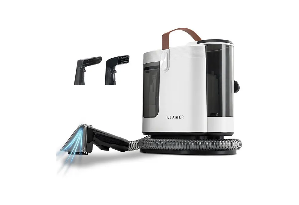 KLAMER Teppichreinigungsgerät 500W, Waschsauger Nasssauger, 2-Tank-System 1,6 L, 15 kPa, Sprüh & Sa…, 500 W, 2-Tank-System für Nassreinigung, Hygienisches 2-Tank-System, Selbstreinigungs-Funktion, 500W