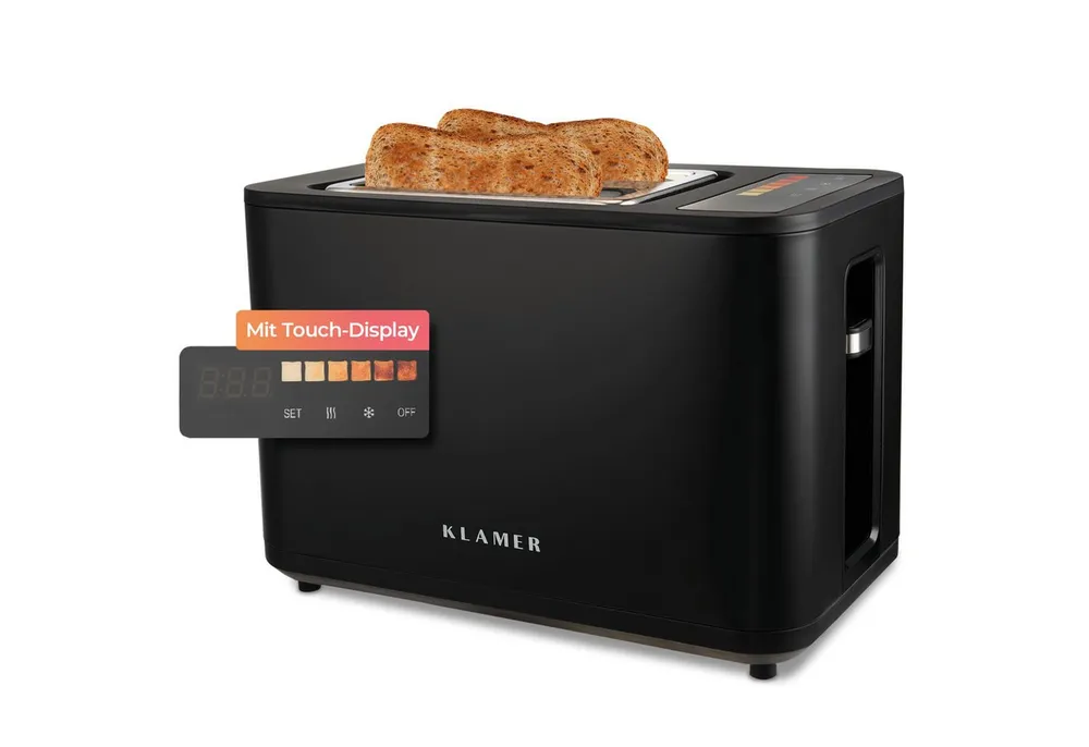 KLAMER Toaster Toaster mit Brötchenaufsatz, hochwertiger 2 Scheiben-Toaster, 6 Bräun…, 900 W