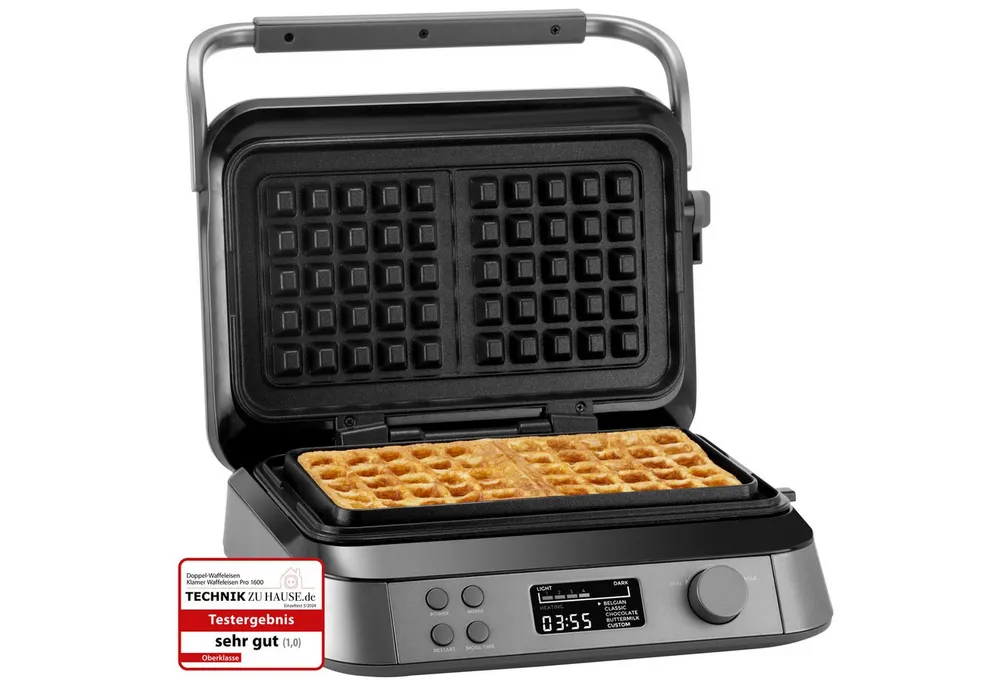 KLAMER Waffeleisen Belgische Waffel, Waffeleisen doppelt mit 7 Stufen und 5 Programmen, …, 1600 W, schnelle Waffeln, gleichmäßige Bräunung, Signalton bei Start/Ende