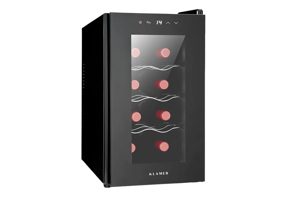 KLAMER Weinkühlschrank 8 Flaschen, Mini Kühlschrank 21 L, 5–18°C Präzisionskühlung, Thermoel…,Präzise Kühlung, UV-Schutz, Thermoelektrisch