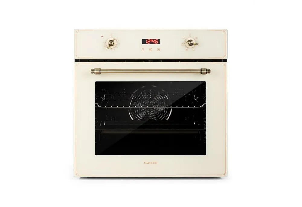 Klarstein Backofen Elizabeth Einbaubackofen Retro 70L 6 Funktionen 2200W 50-250°C Timer Elizabeth, Backofen Backröhre Built-in Oven mit 5 Einschüben & Drehspieß