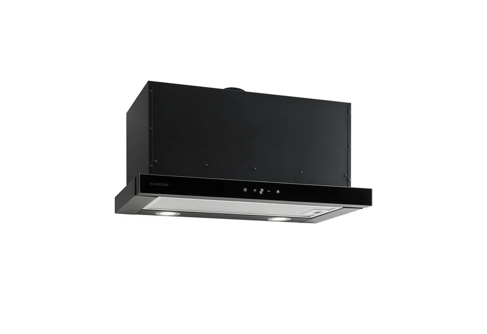 Klarstein Deckenhaube Vinea Serie Vinea Unterbau-Dunstabzug Flachschirm 60 cm 610 m³/h 3 Stufen schwarz Vinea, Unterbauhaube Einbauhaube 60 cm mit Halogen 3 Geschwindigkeiten
