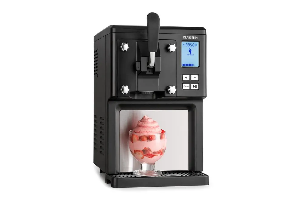 Klarstein Eismaschine Sweet Sundae Eiscrememaschine 1,5 L Kompressor Edelstahl schwarz, 1.5 l, 250 W, Eismaschine Softeisbereiter für Frucht- & Milcheis