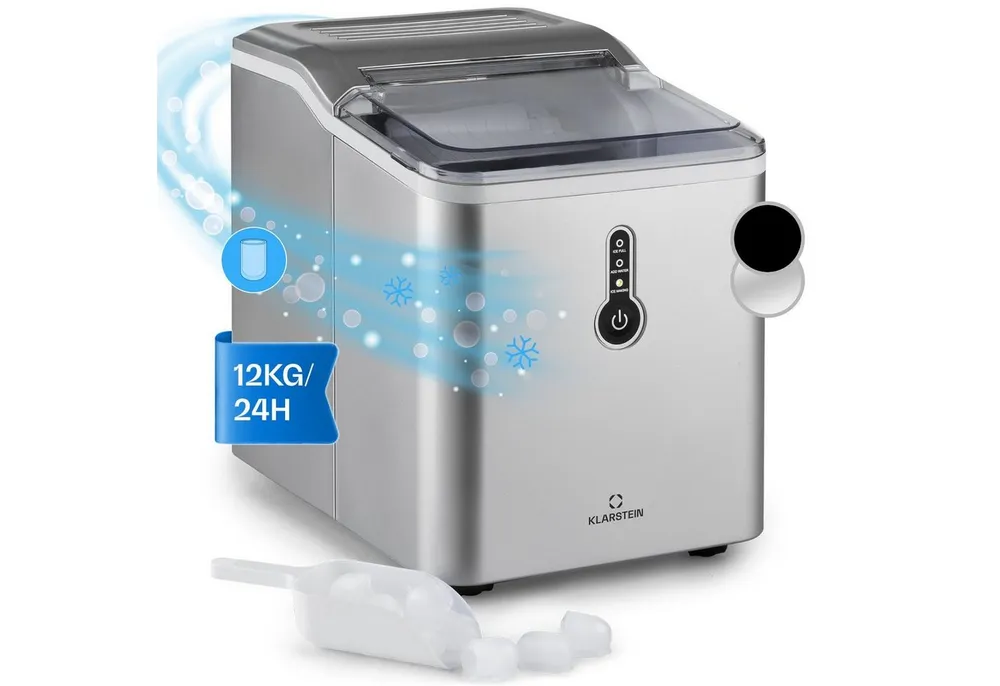 Klarstein Eiswürfelmaschine ChillOut Eismaschine 12 kg/24h 1,5L Bullet 7,5g 8 Min. 9 Würfel/Zyklus, Eiswürfelbereiter Ice Cube Maker Bullet-Eis für 8 Minuten 1,5L